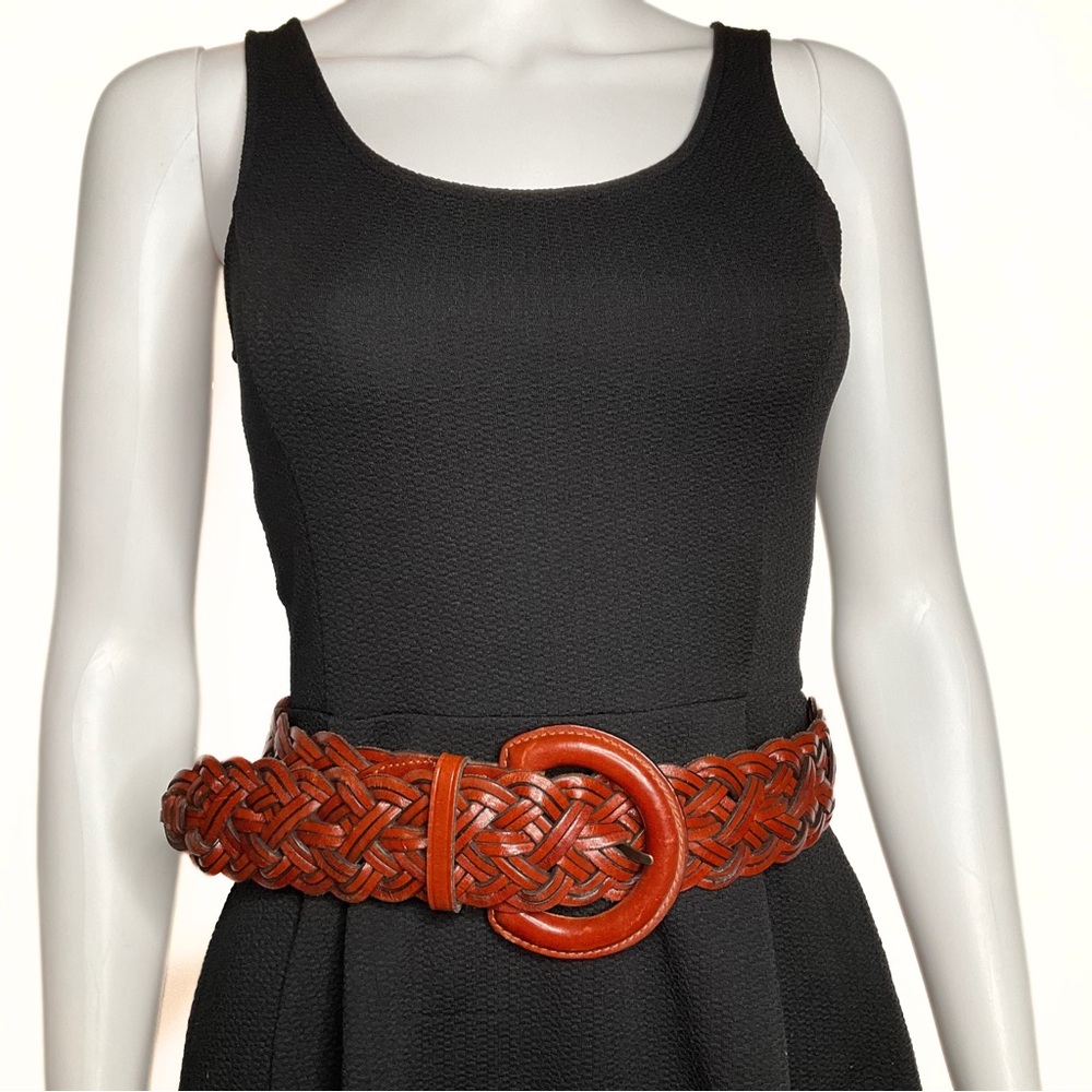 Talbots Brown Leather Chunky Braided Belt Womens SZ M Boho Hippie Gypsy Coastal